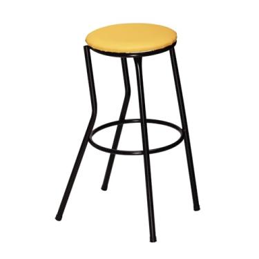 Imagem de Banqueta Alta Sem Encosto Cozinha Balcão Bar Bancada (Amarelo)