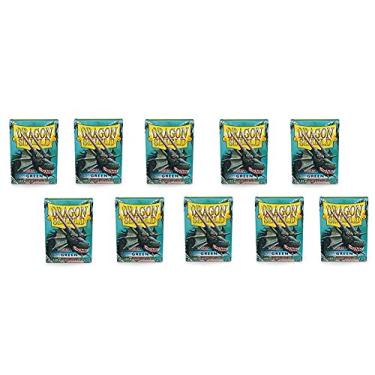 Imagem de 10 Packs Dragon Shield Classic Green Standard Size 100 ct Card Sleeves Display Case
