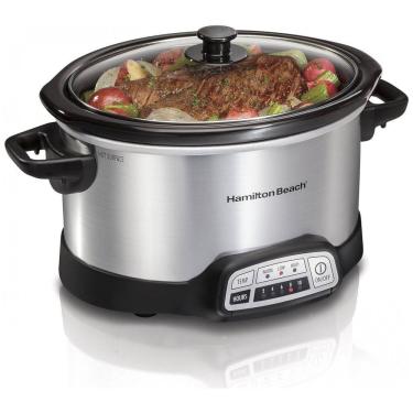 Imagem de Panela Elétrica Programável, Capacidade 3.7 L, Aço Inoxidável, 110V 340W, HAMILTON BEACH 33443, Prateado