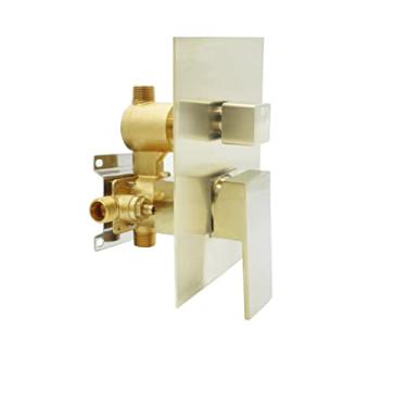 Imagem de Válvula de desvio de chuveiro de saída de 2 vias, kit de substituição de válvula de latão áspero misturador de chuveiro Drettyer em ouro escovado