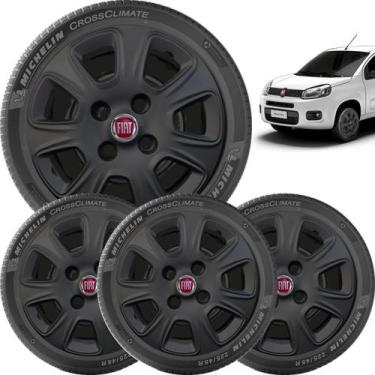 Imagem de 4X Calotas Fiat Vivace 2011 A 2013 Aro 13 Preto 076Cb - Grid