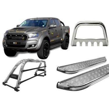 Imagem de Kit Quebra Mato Estribo CH Santo Antônio H3 Ranger 13/20 Cromado - HOZ