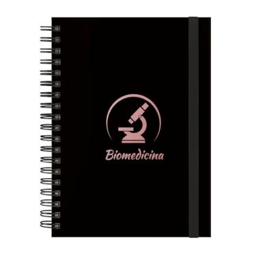 Imagem de Caderno Colegial Plus 12 Matérias Profissões Biomedicina (Preto e Rosê)