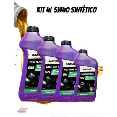 Imagem de KIT 4L Óleo lubrificante de motor para carros 5w40 RADNAQ Sintético SA
