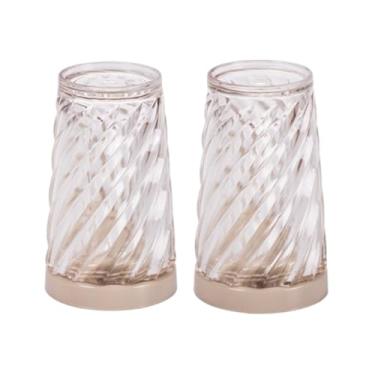 Imagem de Kit Saleiro E Paliteiro De Mesa Acrílico Espiral Porta Palito Twist (Ambar)