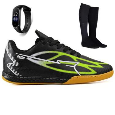 Imagem de Kit Chuteira Futsal Futebol Quadra Salao + Meião + Relogio Adulto - Ra