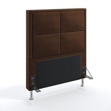 Imagem de Cabeceira Estofada Decorativa Maia 90 Para Cama De Solteiro Marrom Ara