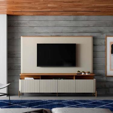Imagem de Rack Portas Brise e Pés em Metal com Painel 220cm 100% MDF - Casa Lar 