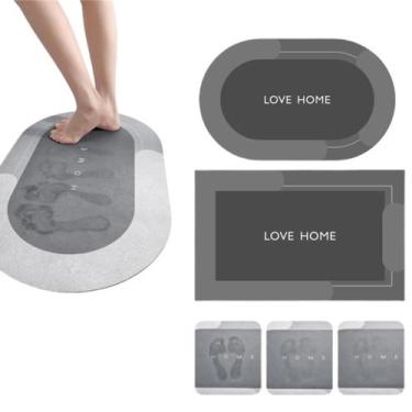 Imagem de Tapete Piso Pedra Diatomácea Super Absorvente Antiderrapante Borracha 