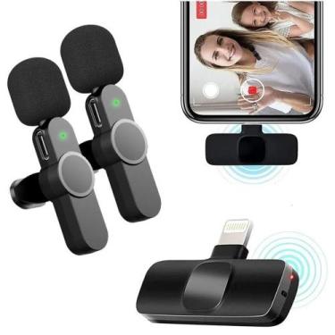 Imagem de Microfone Lapela Duplo Sem Fio 2.4Ghz Compatível Com Lightning - Lelon