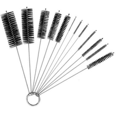 Imagem de Kit Limpeza 10 Varetas Cano Curto peças Tubo Ensaio Escova - Alphabrav
