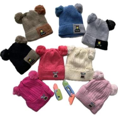 Imagem de Gorro/ Touca Infantil Com Dois Pompom Lisa Forrada Por Dentro Para o I