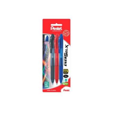 Imagem de Caneta Energel X 0,7mm Azul Preto Vermelho Pentel, Pentel-SMBL107-ABC