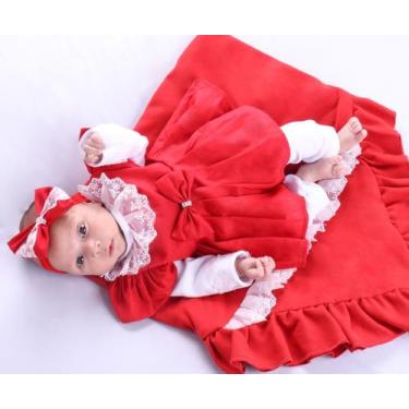 Imagem de Kit saida maternidade bebê menina vermelha - zoe 04 peças - LAURABABY