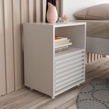 Imagem de Mesa de Cabeceira 1 Gaveta Ripado Cm8042 Branco - Tecno Mobili, Branco