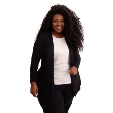 Imagem de Cardigan Plus Size Casaquinho Manga Longa KIMONO Feminino - FR Moda Fi