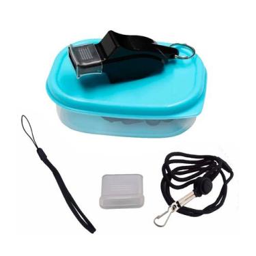 Imagem de Apito 115 Decibéis Futebol Árbitro Com Cordão E Acessórios, Preto