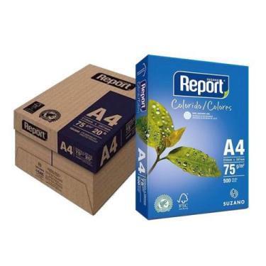 Imagem de Papel Sulfite A-4 75G Report Azul 500 Folhas Caixa com 5 Pacotes