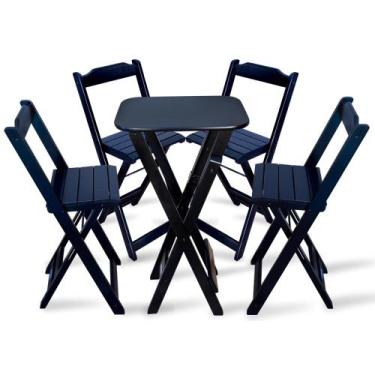 Imagem de Conjunto de Bistro com 4 Cadeiras Dobravel para Area Gourmet - Preto -