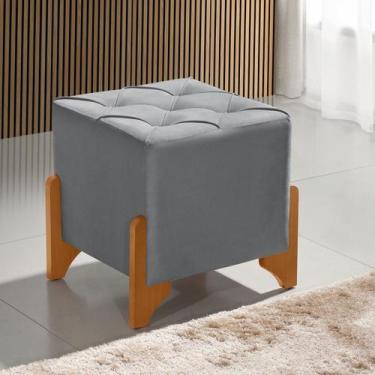 Imagem de Puff Banqueta Kansas Quadrado em Veludo Desenho Sofisticado - TB ECOMM