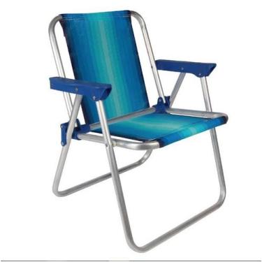 Imagem de Cadeira de Praia Infantil Alta de Alumínio Dobrável Azul-Mor, Azul