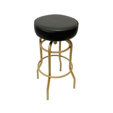 Imagem de Banqueta Altura 65cm Bar Giratória cor Dourado fosco assento preto - P