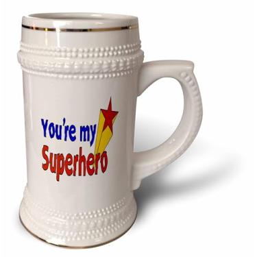 Imagem de 3dRose Super-herói, tipografia divertida, caneca 3drsmm-Stein, 510 g, 623 g, branca