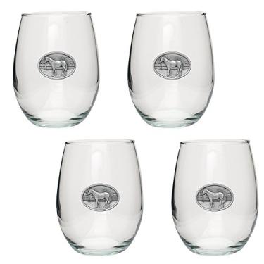 Imagem de CMC Heritage Pewter Wildlife Racehorse Cálice sem haste conjunto de 4, tamanho único