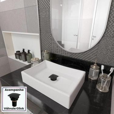 Imagem de Kit Cuba Dalla Sobrepor com Válvula Click Black Branco - Loja DoceLar