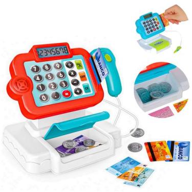 Imagem de Caixa Registradora Mercadinho Infantil Calculadora Funcional Scanner C