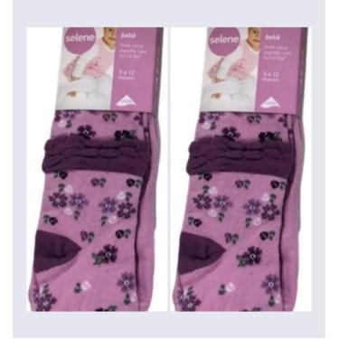 Imagem de Kit Com 2 Meias Calça Bebê Algodão Menina Selene, 2 rosa figo, 5 a 12 