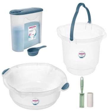 Imagem de Kit Balde Plástico 8,5L Bacia Para Limpeza Casa Lavandeira Porta Sabão