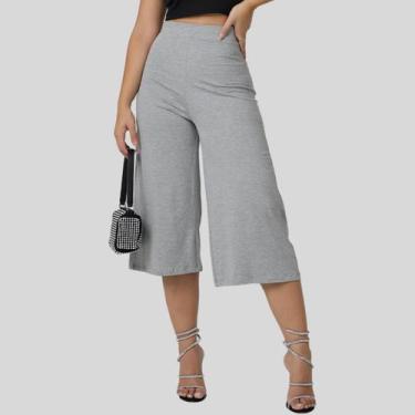 Imagem de Calça Feminina Pantacourt Lisa Cinza - MAYARA MANZANO, Cinza, M