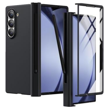 Imagem de YSLBWLE Capa para Samsung Galaxy Z Fold 5 com S Pen [protetor de tela externo embutido] Proteção de dobradiça e proteção de nível militar, carregamento sem fio para celular Z Fold 6 slim, preto