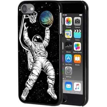 Imagem de Capa para iPod Touch 7, Touch 6/5, capa traseira fina AIRWEE capa protetora de plástico rígido para Apple iPod Touch 5ª/6ª/7ª geração para mulheres e homens, astronauta de basquete