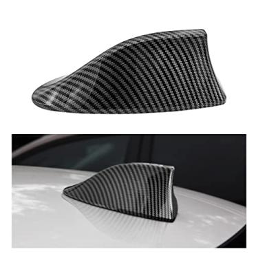 Imagem de Capa de antena de barbatana de tubarão para carro, antena automotiva de teto superior AM/FM base de sinal de rádio, tampa em forma de barbatana de tubarão com fita adesiva, acessórios de carro universais para a maioria dos sedãs, SUV, Van (carbono)