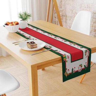Imagem de Trilho Caminho de Mesa Natal Papai Noel Vermelho Verde 140x40cm - JW S
