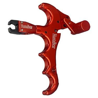Imagem de ZeoPeya Liberação de arco para arco composto, 4 dedos com rotação de 360° Caliper Thumb Release Acessórios de tiro com arco (vermelho)