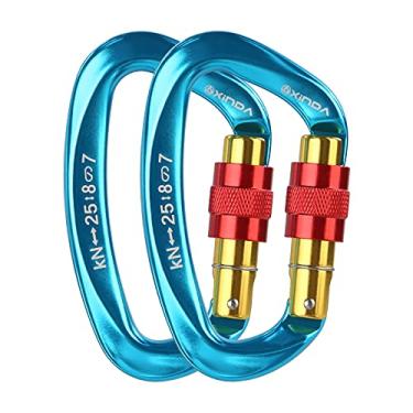 Imagem de XINDA – Bloqueio de mosquetão profissional para escalada, mosquetão resistente para escalada, montanhismo, rede, acampamento, equipamento externo, 2 pcs Blue