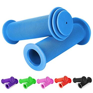 Imagem de Pegas de bicicleta para crianças - Punhos de guidão de 105 mm com padrão de cogumelo para bicicleta infantil, bicicleta de equilíbrio, scooter (azul)
