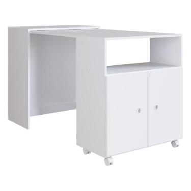 Imagem de Mesa Retrátil/Balcão 2 Portas e Rodízios Multimóveis CR20098 Branca