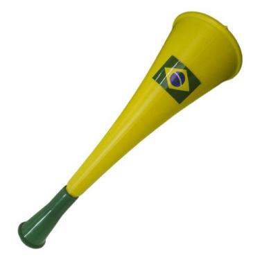 Imagem de Corneta de Plástico Brasil Verde e Amarela - 20cm - Extra Festas