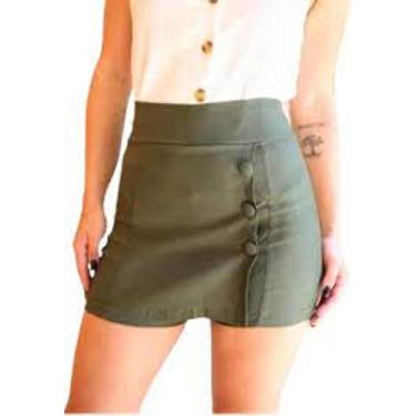 Imagem de Short Saia Com Botões E Fenda Cintura Alta Pluz Size Grande - COWGIRLS
