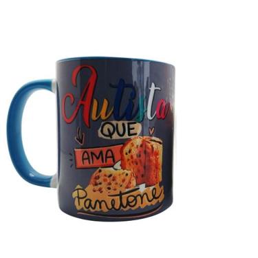 Imagem de Caneca Especial Azul Autista que ama Panetone + chaveiro - Coleção Tea