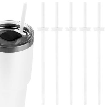 Imagem de 5 Palhinhas de silicone para Yeti Rambler 30/20/10 onças, canudos reutilizáveis para copo Yeti com tampa Magslider, acessórios Yeti, canudos de substituição, sem BPA (branco)