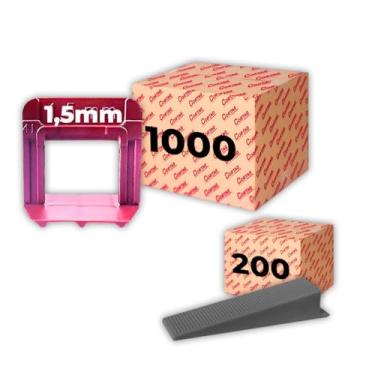 Imagem de Espaçador Nivelador Cortag 1,5 mm Eco C/ 1000 Pçs + Cunhas Niveladora Eco C/200 Pçs P/Azulejo Cerâmica Porcelanato Profissional - Vermelho