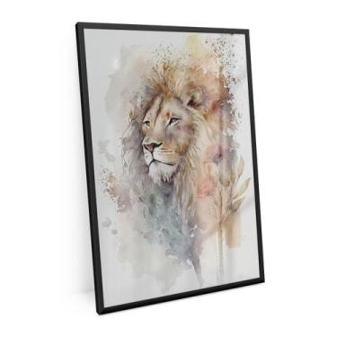 Imagem de Quadro Leão Colorido Minimalista 60x40 Cm Pequeno Para Sala - Bimper Q