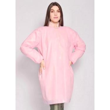 Imagem de 10 Avental Descartável Tnt Anvisa Manga Longa Gramatura 40 Rosa - DESC