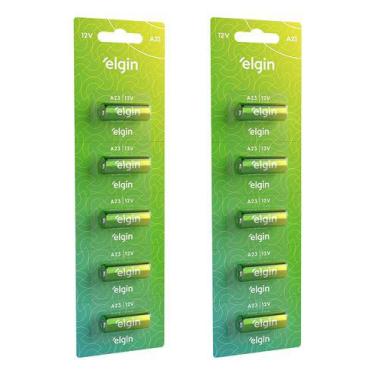 Imagem de 10 Pilhas Baterias Elgin 23a 12v A23 Alcalina 2 Cartelas