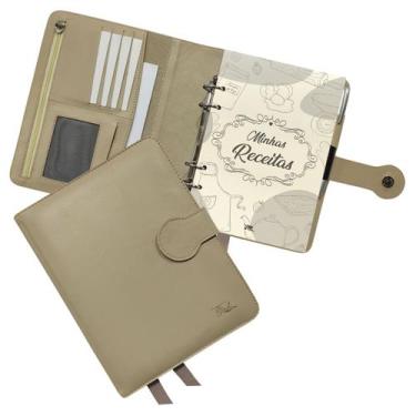Imagem de Agenda Minhas Receitas Couro 168-R Personalizada Raffai Couros, Creme